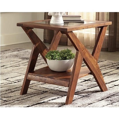 Picture of Signature Design by Ashley Charzine Rectangular Urban Wood End Table, Warm Brown