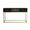 Picture of Art Deco Console 3 Drawers Mango Wood and Black and Gold Metal - PRISMIN