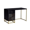 Picture of Desk 3 Drawers Mango Wood and Black and Gold Metal - PRISMIN