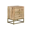 Picture of ALIX vintage style bedside table - 3 drawers - Mango wood and golden metal