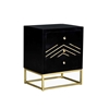 Picture of Art deco bedside table with 3 drawers PRISMIN - Mango wood and metal - Black and gold