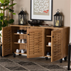 Picture of Brown Finished Wood 3-Door Shoe Cabinet
