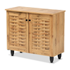 Picture of Brown Finished Wood 2-Door Shoe Cabinet