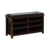 Picture of Leatherette Padded Wooden Shoe Rack Bench with 6 Compartments, Brown
