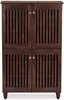 Picture of Modern and Contemporary 4-Door Oak Brown Wooden Entryway Shoes Storage Tall Cabinet