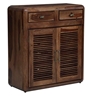 Picture of PIPERCRAFTS Solid Wood Two Doors Shoe Cabinet with Two Drawer Shoe Rack in Rustic Teak Finish