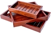 Picture of Handmade Sheesham Wood Serving Tray Set of 3 - Breakfast Tray Tray Wooden Tray