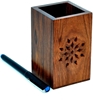 Picture of Hashcart Wooden pen stand with hand-carved Sheesham wood pattern