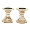 Picture of Leeds & Co Brown Mango Wood Candle Holder (Set of 2)