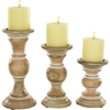 Picture of Leeds & Co Brown Mango Wood Candle Holder (Set of 3)