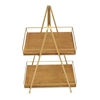 Picture of Leeds & Co Brown Wood and Iron Metal Natural 2-Tier Tray Stand