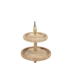 Picture of Leeds & Co Light Brown Wood and Metal 2-Tier Tray Stand