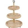 Picture of Leeds & Co Light Brown Wood Natural 3-Tier Tray Stand