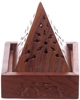 Picture of Puckator Sheesham wooden pyramid incense conical box with frets, brown, 10 x 9 x 9 cm, mixed, height 10 cm width depth 9 cm