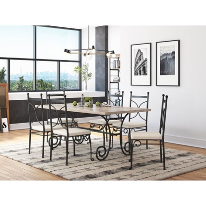 Picture of 4 Seater Solid Wood & Wrought Iron Patio Table