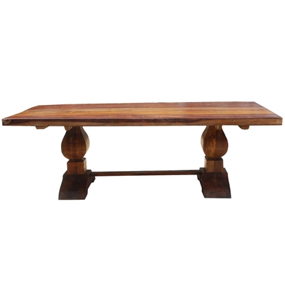 Picture of Acacia Wood Trestle Pedestal 80" Dining Room Table