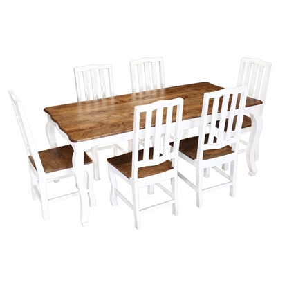 Picture of Natural Wood Cabriole Leg 6-Seat Dining Table