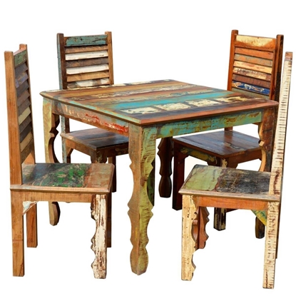 Picture of Rustic Reclaimed Wood 36" Square Dining Table w Decorative Legs