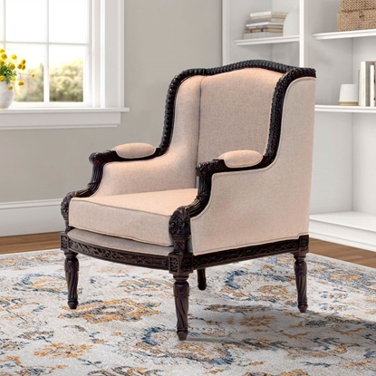 Picture of Arion Hand-Carved Sheesham Wood Frame Classic Accent Armchair