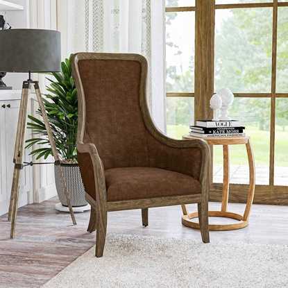 Picture of Solid Wood Transitional Upholstered Accent Chair