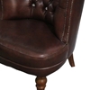 Picture of Sheesham Wood Leather Tufted Accent Barrel Chair