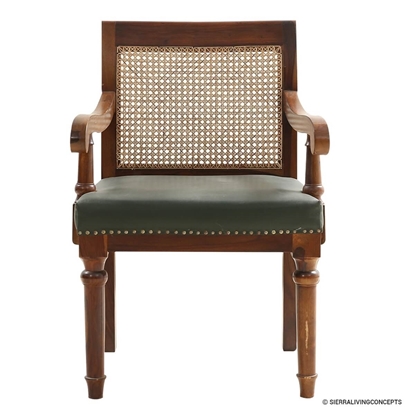 Picture of Solid Wood Rattan Back Upholstered Accent Chair