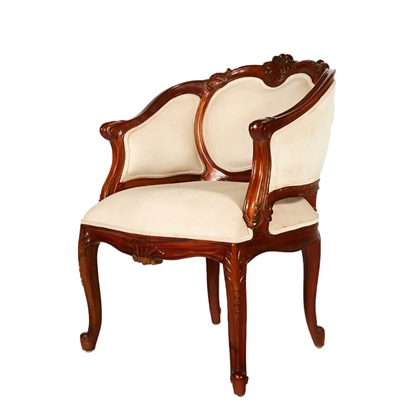 Picture of Sheesham Wood Louis XIV Upholstered Arm Chair
