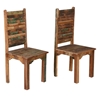 Picture of Rustic Distressed Reclaimed Wood Multi Color Dining Chairs Set of 2