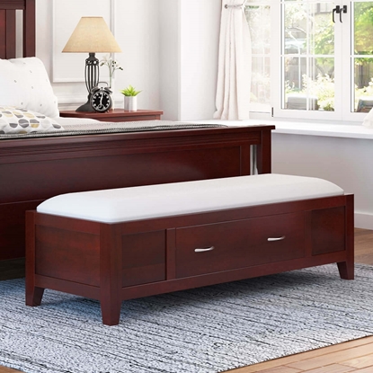 Picture of Solid Sheesham Wood 1 Drawer Bedroom Ottoman