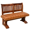 Picture of Solid Wood & Leather Trestle Upholstered Bench