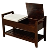 Picture of Solid Wood Cushioned Storage Bench w Bottom Rack