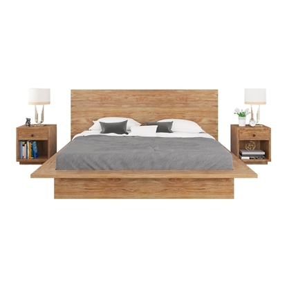 Picture of Solid  Wood Platform Bed Frame With Headboard