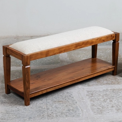 Picture of Eddings Solid Wood Bench In Honey Oak Finish