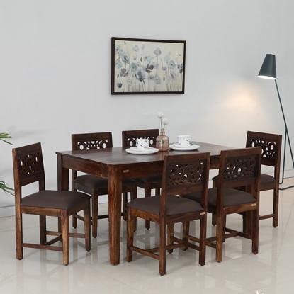 Picture of Sheesham Wood 6 Seater Dining Set In Provincial Teak Finish