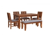 Picture of Alaca Rosewood 6 Seater Dining Table With Set Of 4 Chairs And 1 Bench In Honey Oak Finish