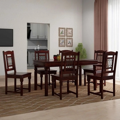 Picture of Dyson Rosewood 6 Seater Dining Table With Set Of 6 Chairs In Walnut Finish