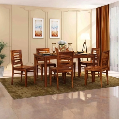 Picture of Danta Rosewood 6 Seater Dining Table With Set Of 6 Chairs In Teak Finish