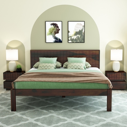 Picture of Esra Solid Wood King Size Bed In Walnut Finish